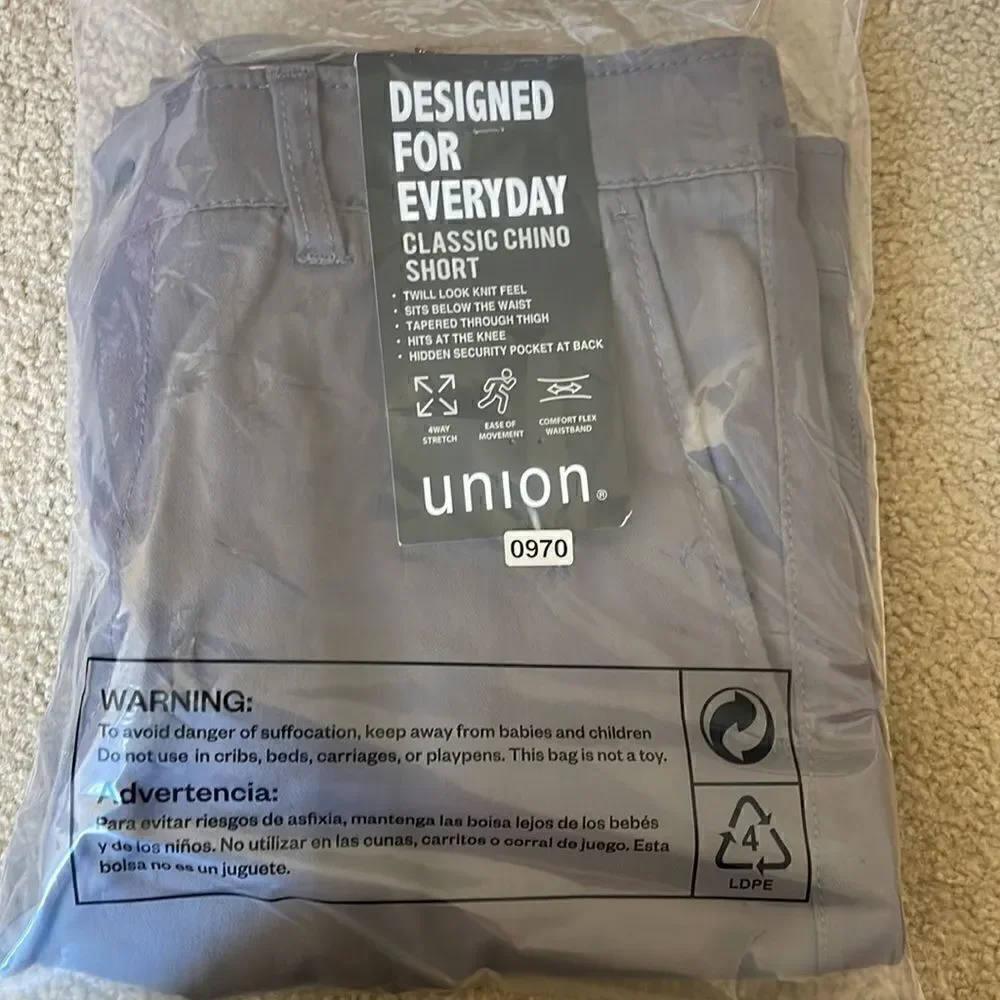 Union Chino Flex Knit Twill Jean Shorts Size 33